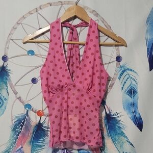 Pink Polka Dot Halter Top